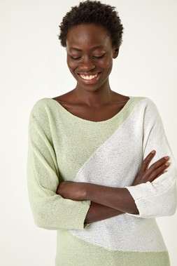 Roman Pale Green 3 Colour Block Jumper
