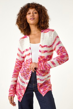 Roman Cerise Colour Block Spacedy Knit Cardigan