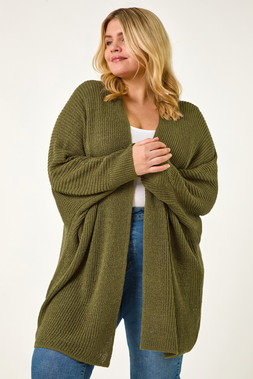 Roman Curve Khaki Light Weight Knit Cardigan