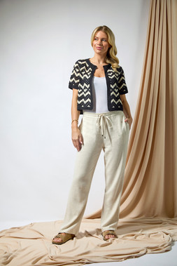 Roman Petite Black Chevron Open Crochet Top