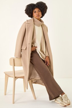 Beige Colour Block Longline Knit Jumper