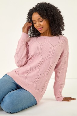 Roman Petite Pink Faux Pearl Knit Jumper