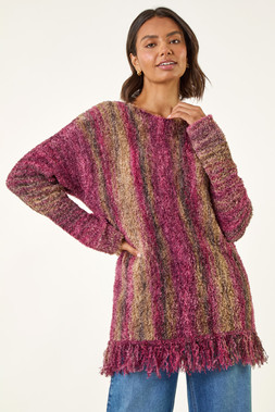 Roman Fluffy Tassel Hem Knit Jumper