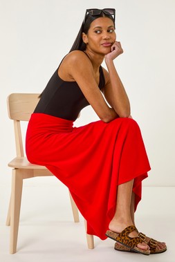 Roman Red A-Line Pull On Stretch Skirt