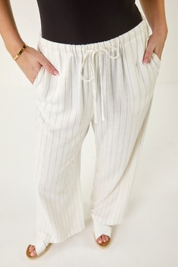 Roman Petite Linen Elastic Waist Trouser