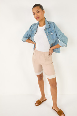 Roman Bengaline Turnup Stripe Shorts