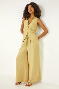 Roman Dusk Lime Elasticated Waist Wide Leg Trouser