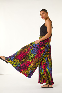 Roman Animal Print Wide Leg Palazzo Trouser