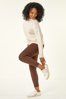 Roman Petite Chocolate Faux Suede Stretch Jeggings