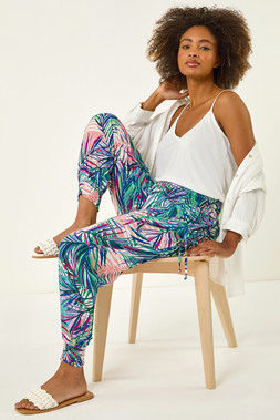 Roman Turquoise Abstract Tie Pocket Trousers