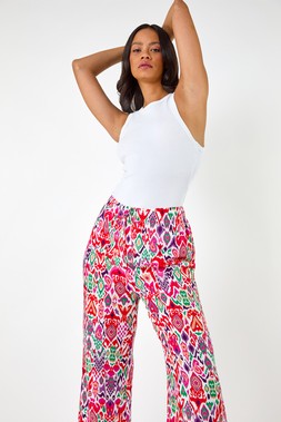Dusk Pink Zig Zag Wide Leg Trousers