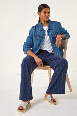 Roman Stripe Linen Blend Trouser