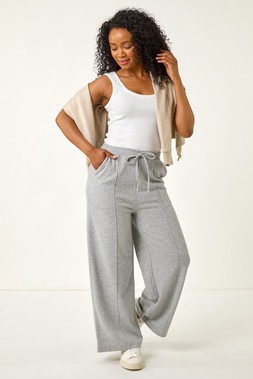 Roman Petite Grey Pintuck Tie Front Joggers