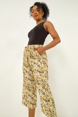 Roman Petite Stone Animal Print Cropped Trouser