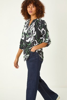 Roman Floral Textured Print Shirt