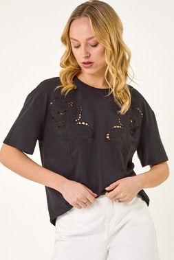 Roman Dusk Floral Cut Out T-Shirt