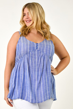 Roman Curve Blue Stripe Woven Vest