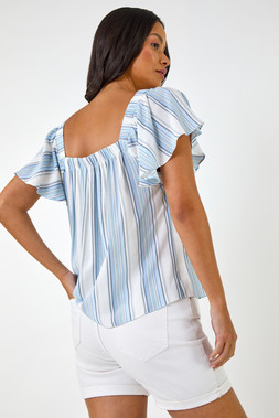 Dusk Stripe Ruffle Top