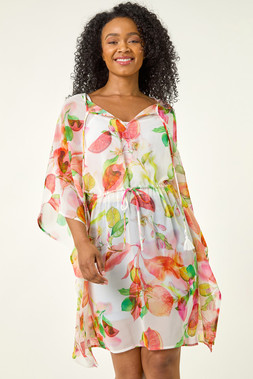 Roman Petite Abstract Print Tie Cover Up