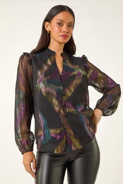 Roman Dusk Black Foil Print Top