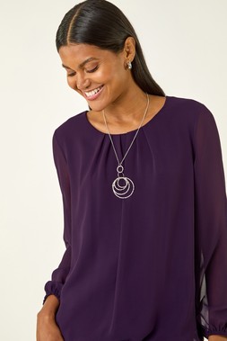 Roman Pleated Chiffon Necklace Top