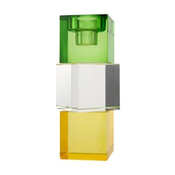 JOYFUL MINIMALISM green&yellow&clearcubescandleholder 7.99