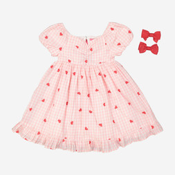 Tk Maxx Candy Pink Gingham Heart Day Kids Dress £9.99