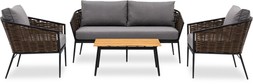 Madelyn Garden Lounge Set, Grey & Rattan