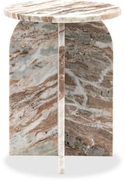 Alba Round Side Table, Brown Marble