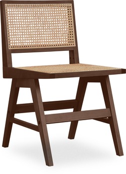 Cleo Wooden Dining Chair, Cane & Walnut