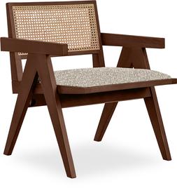 Cleo Wooden Accent Armchair, Speckled Stone Sustainable Boucle & Walnut