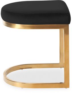 Matteo Low Stool, Black Velvet & Brass