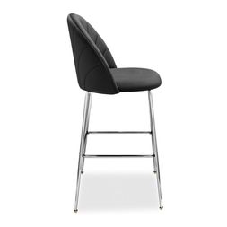 Sylvia Bar Stool, Ink Grey Sustainable Velvet & Chrome