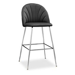Sylvia Bar Stool, Ink Grey Sustainable Velvet & Chrome