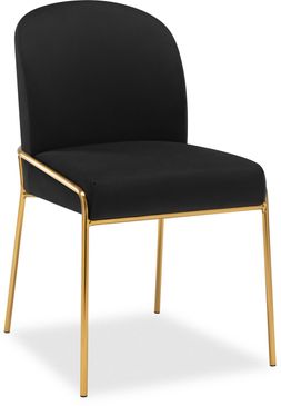Viola Dining Chair, Black Velvet & Brass