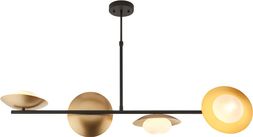 Temuka Wide Pendant Chandelier, Black & Brass