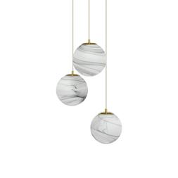 Esme Globe Cluster Pendant Light, Marbled Glass & Brass