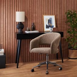 Lottie Office Chair, Taupe Boucle & Chrome