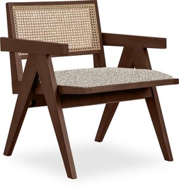 Cult Furniture Cleo Wooden Accent Armchair, Speckled Stone Sustainable Boucle & Walnut &pound;229