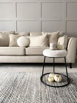 Austen Low Stool, Ivory White Boucle & Black