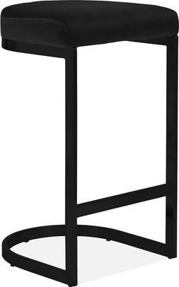 Matteo Bar Stool, Black Velvet & Black