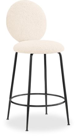Regent Kitchen Stool With Backrest, Ivory White Boucle & Black