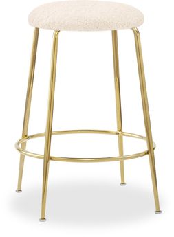 Regent Kitchen Stool, Ivory White Boucle & Brass
