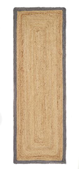 Jenson Border Jute Runner, Grey - 67 X 200cm