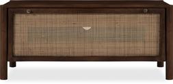 Bourton Compact TV Stand, Dark Mango Wood & Cane