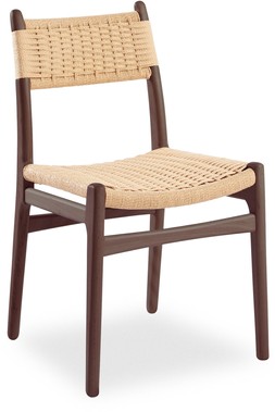Alma Wooden Dining Chair, Natural Weave & Walnut