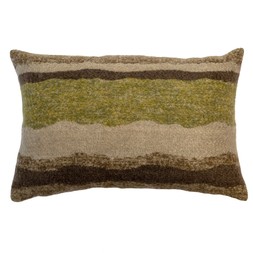 Wool Waves Rectangular Cushion, Green & Brown