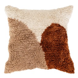 Theodora Tufted Square Cushion, Cream & Light Brown