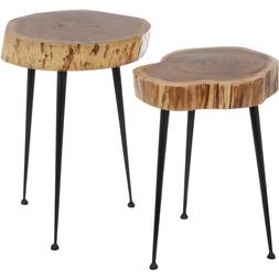 Set of 2 Wooden Top stools