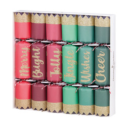 Crackers 6 Green & Red With Gold Glitter Crackers